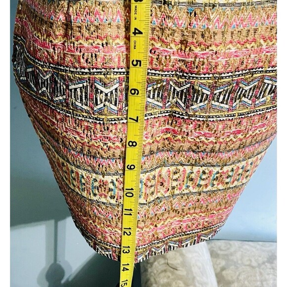 Women’s LovPosh Multicolored Skirt SzS Boho Fully Lined Zip Closure Gold Sequins - Picture 6 of 10